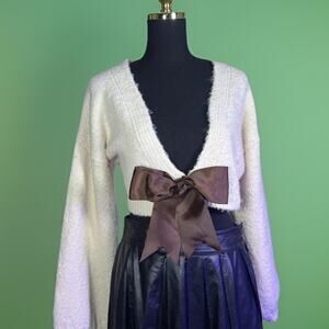 Maeve Cropped Boucle Sweater | Anthropologie | Large Bow | Balletcore | Lolita |